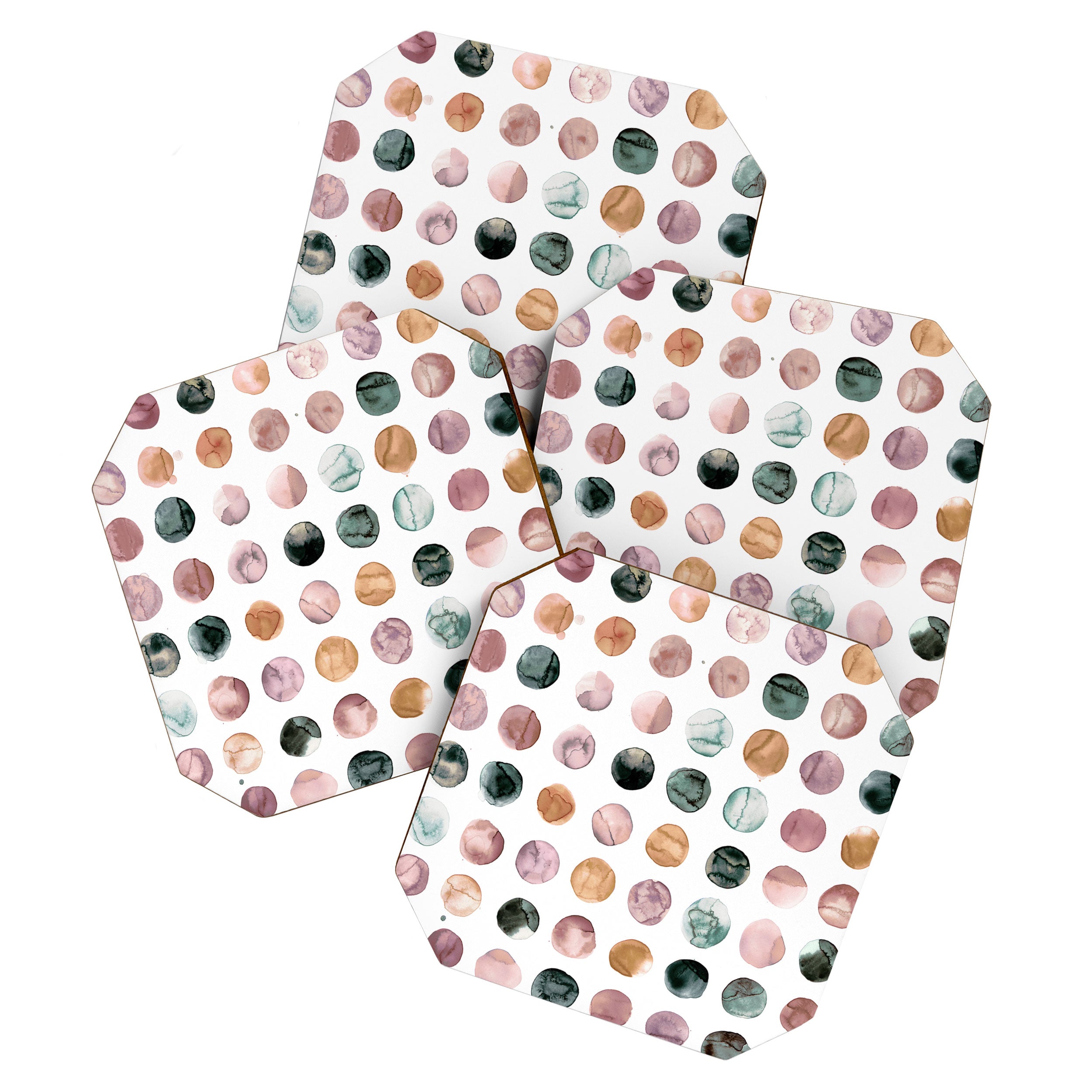 Watercolor Earth Tone Dots Minimal Boho Pattern Coaster Gallery Image 1