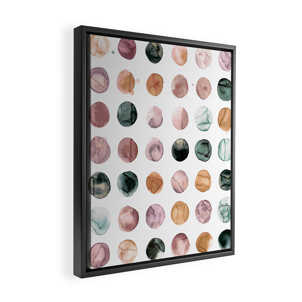 Watercolor Earth Tone Dots Minimal Boho Pattern Framed Canvas Print Gallery Image 2