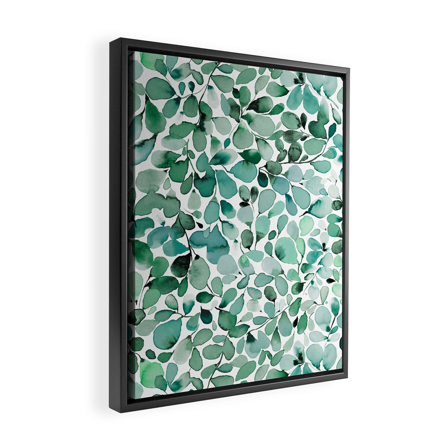 Watercolor Eucalyptus Botanical Green Leaves Framed Canvas Print Gallery Image 2
