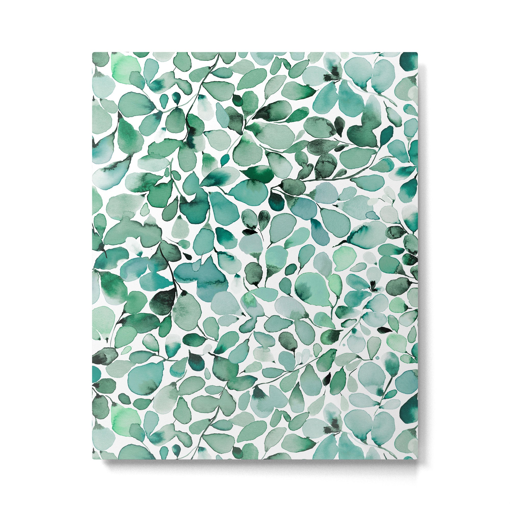 Watercolor Eucalyptus Botanical Green Leaves Metal Print Gallery Image 6