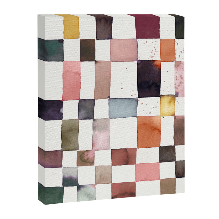 Watercolor Fall Checker Rustic Earthy Canvas Print Gallery Image 1