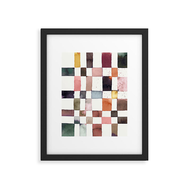 Watercolor Fall Checker Rustic Earthy Framed Art Print Gallery Image 6
