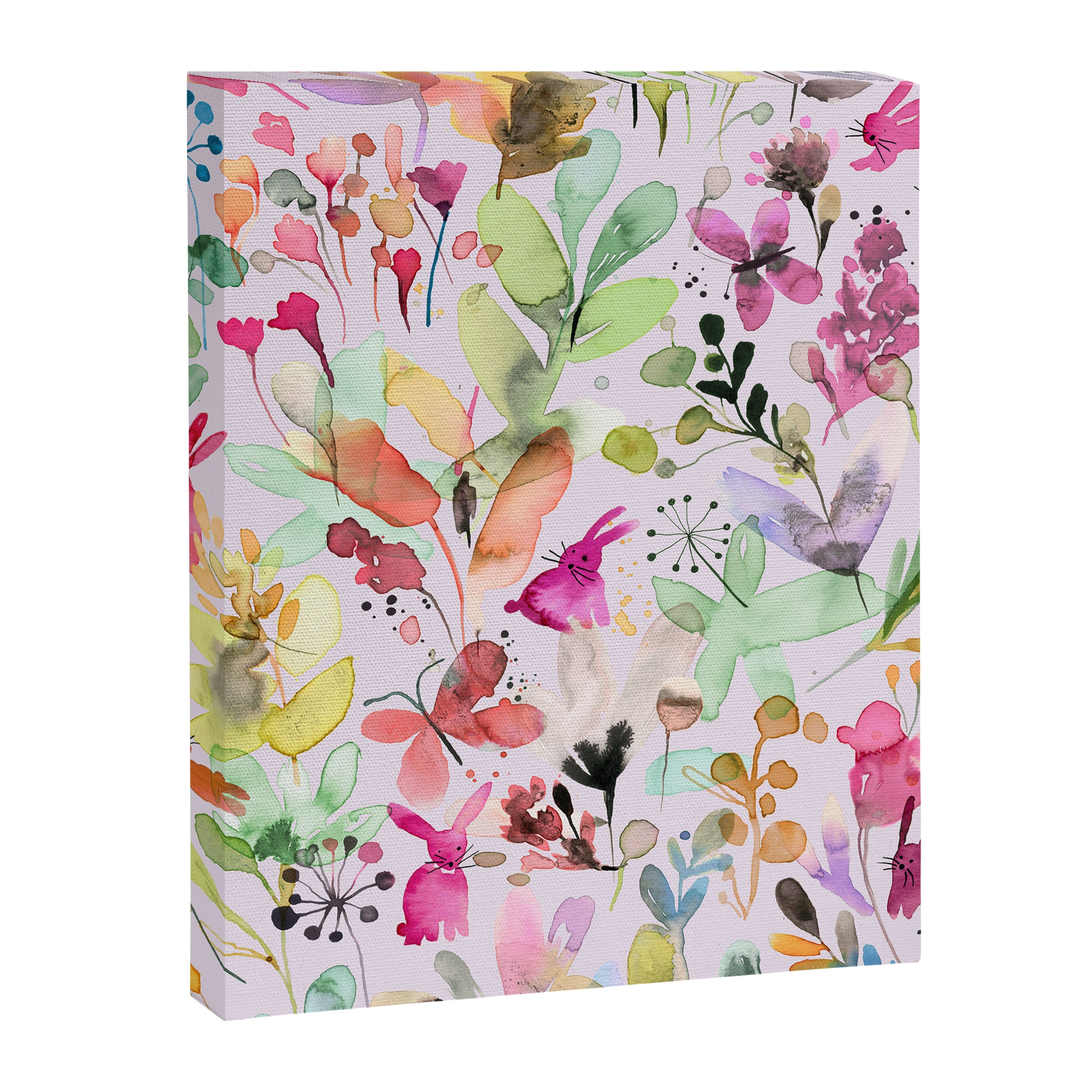 Wild Flowers Meadow Spring Garden Floral Watercolor Pink Canvas Print Gallery Image 8