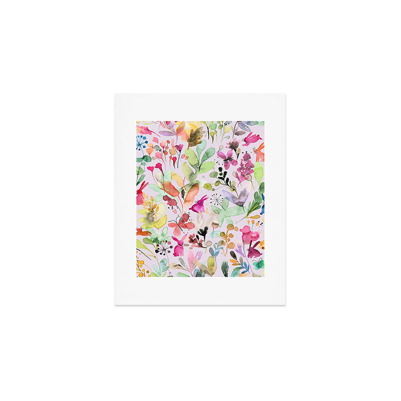 Wild Flowers Meadow Spring Garden Floral Watercolor Pink Art Print Gallery Image 1