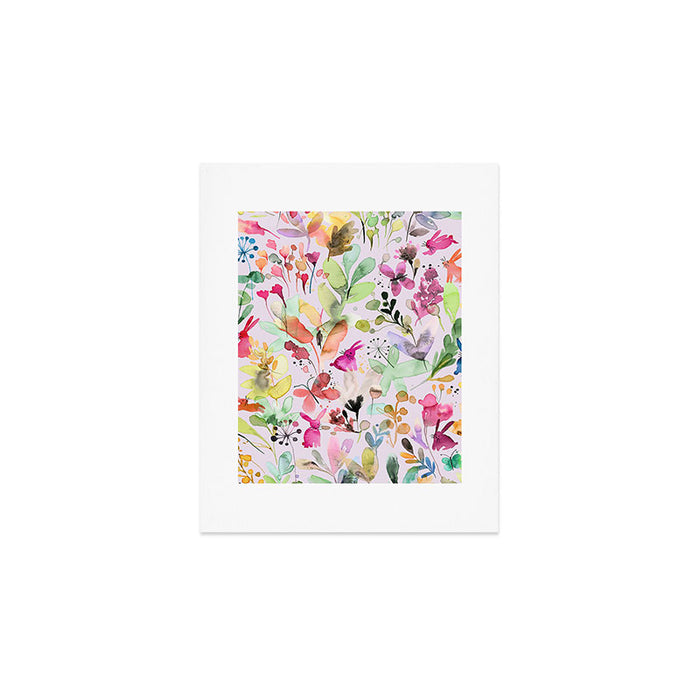 Wild Flowers Meadow Spring Garden Floral Watercolor Pink Art Print Gallery Image 1