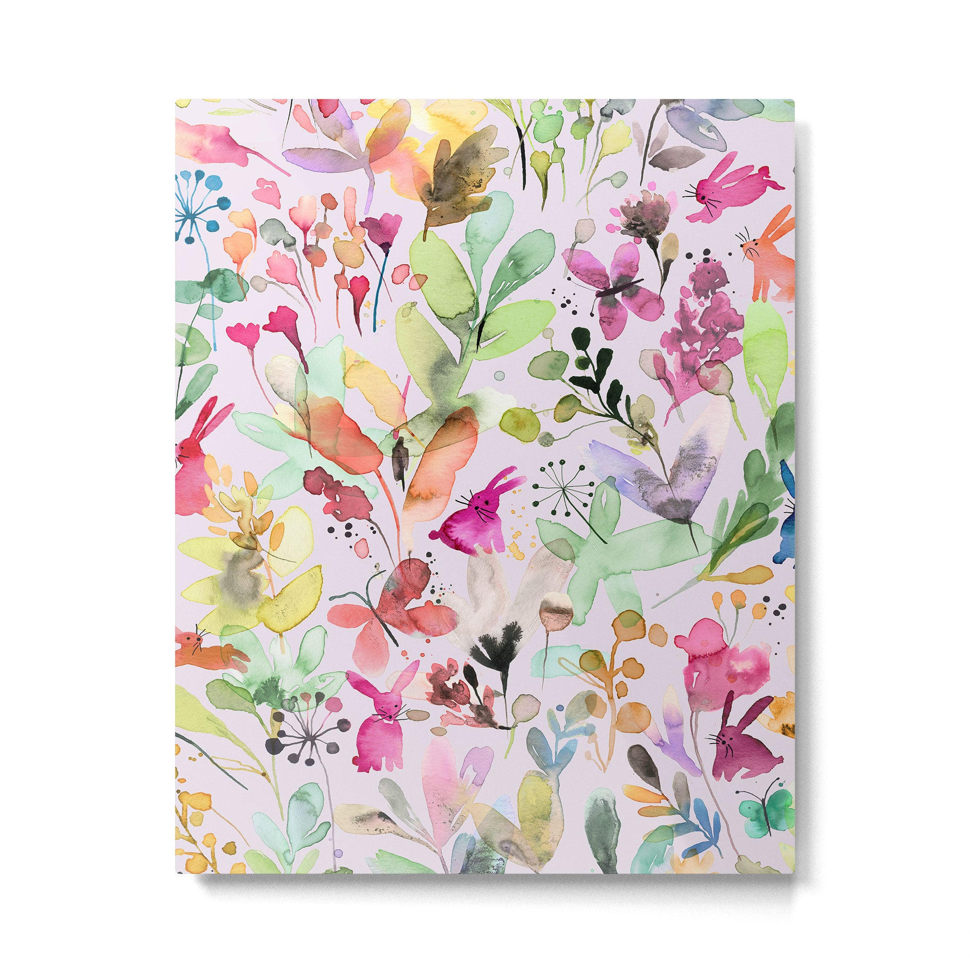 Wild Flowers Meadow Spring Garden Floral Watercolor Pink Metal Print Gallery Image 6