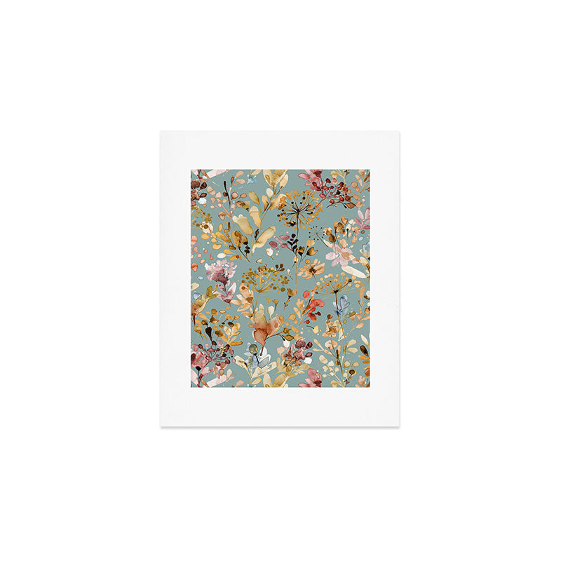 Wild Grasses Botanical Gold Teal Art Print Gallery Image 1