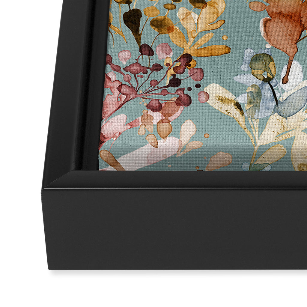 Wild Grasses Botanical Gold Teal Framed Canvas Print Gallery Image 3