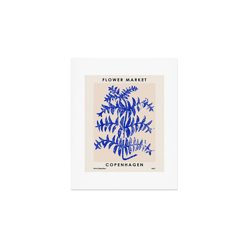 Blue leaves, Flower market print, Botanical poster, Floral wall art, Boho poster Art Print Gallery Image 1