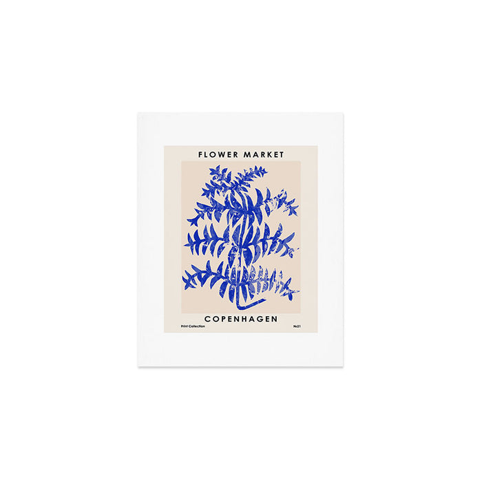 Blue leaves, Flower market print, Botanical poster, Floral wall art, Boho poster Art Print Gallery Image 1