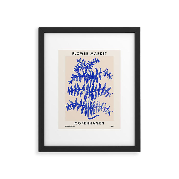 Blue leaves, Flower market print, Botanical poster, Floral wall art, Boho poster Framed Art Print Gallery Image 1