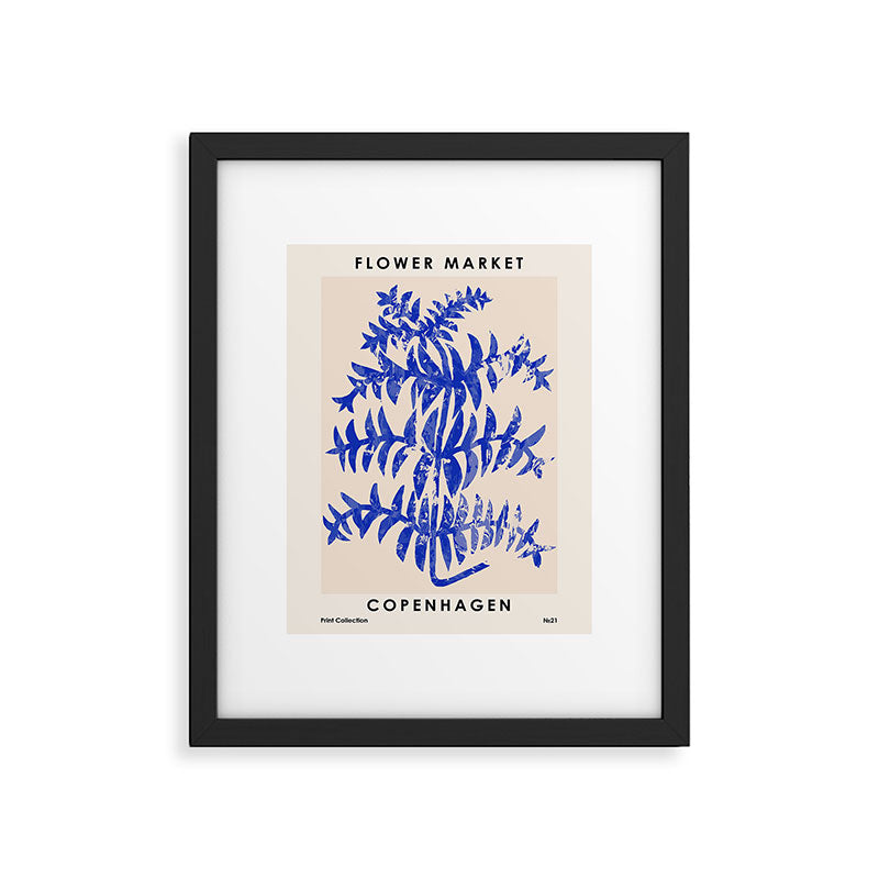 Blue leaves, Flower market print, Botanical poster, Floral wall art, Boho poster Framed Art Print Gallery Image 5