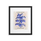 Blue leaves, Flower market print, Botanical poster, Floral wall art, Boho poster Framed Art Print Gallery Image 5
