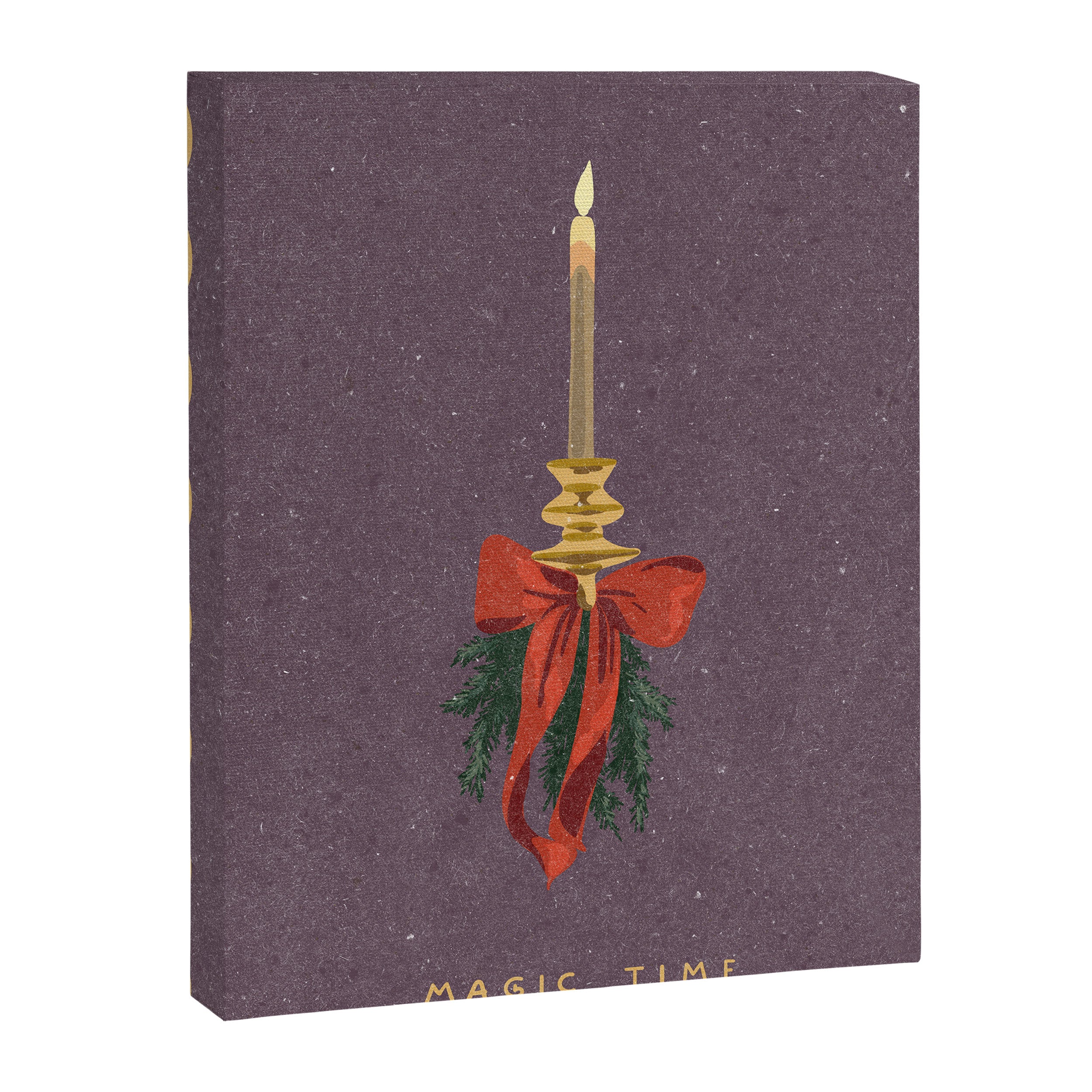 Candle with bow and spruce sprigs Canvas Print Gallery Image 6