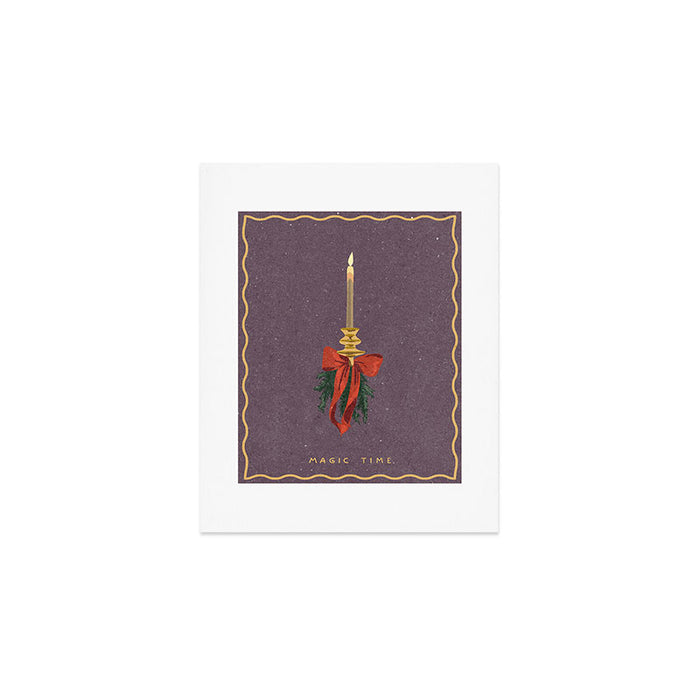Candle with bow and spruce sprigs Art Print Gallery Image 1