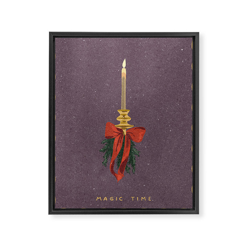 Candle with bow and spruce sprigs Framed Canvas Print Gallery Image 6