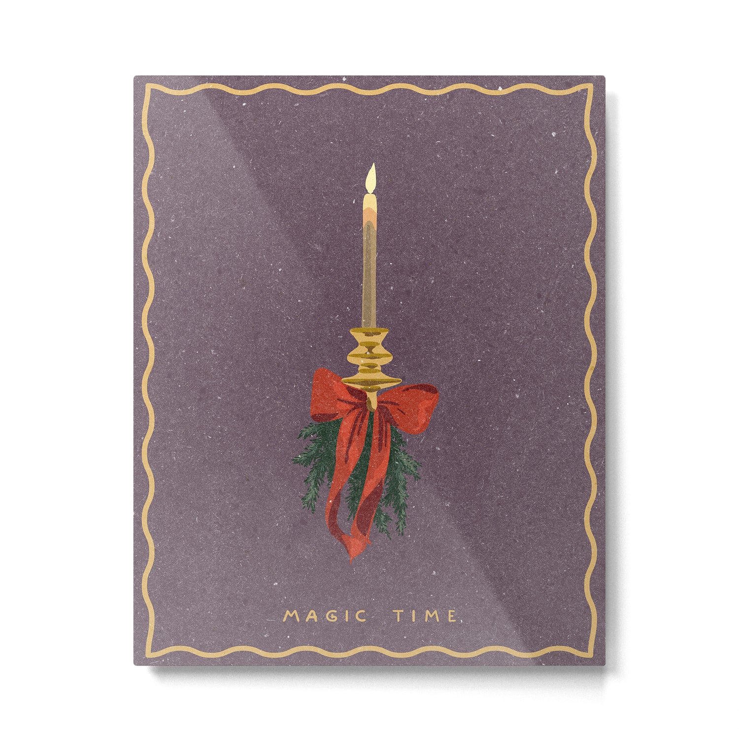 Candle with bow and spruce sprigs Metal Print Gallery Image 4