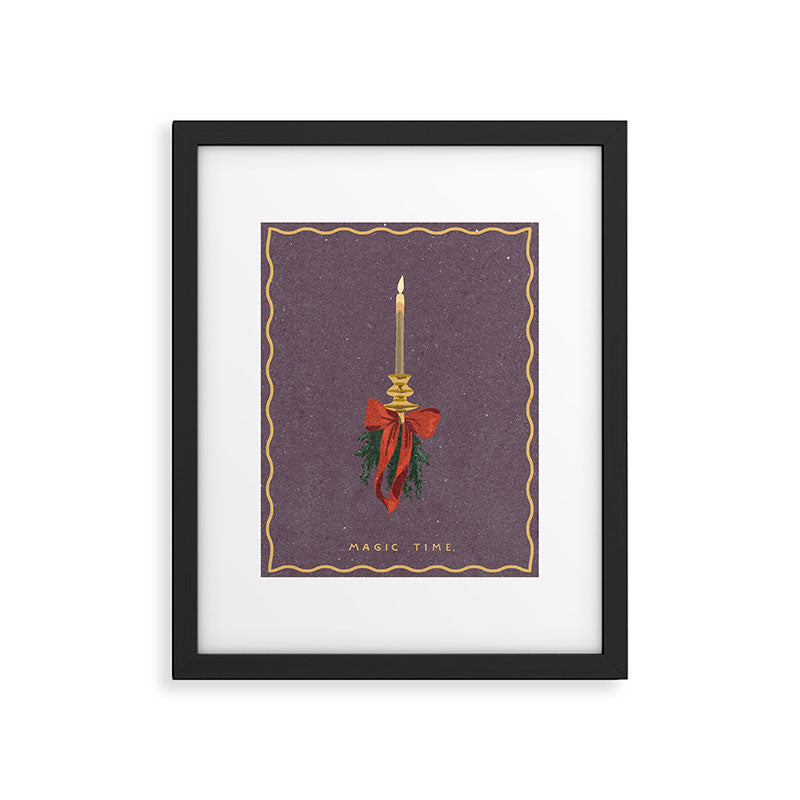 Candle with bow and spruce sprigs Framed Art Print Gallery Image 5