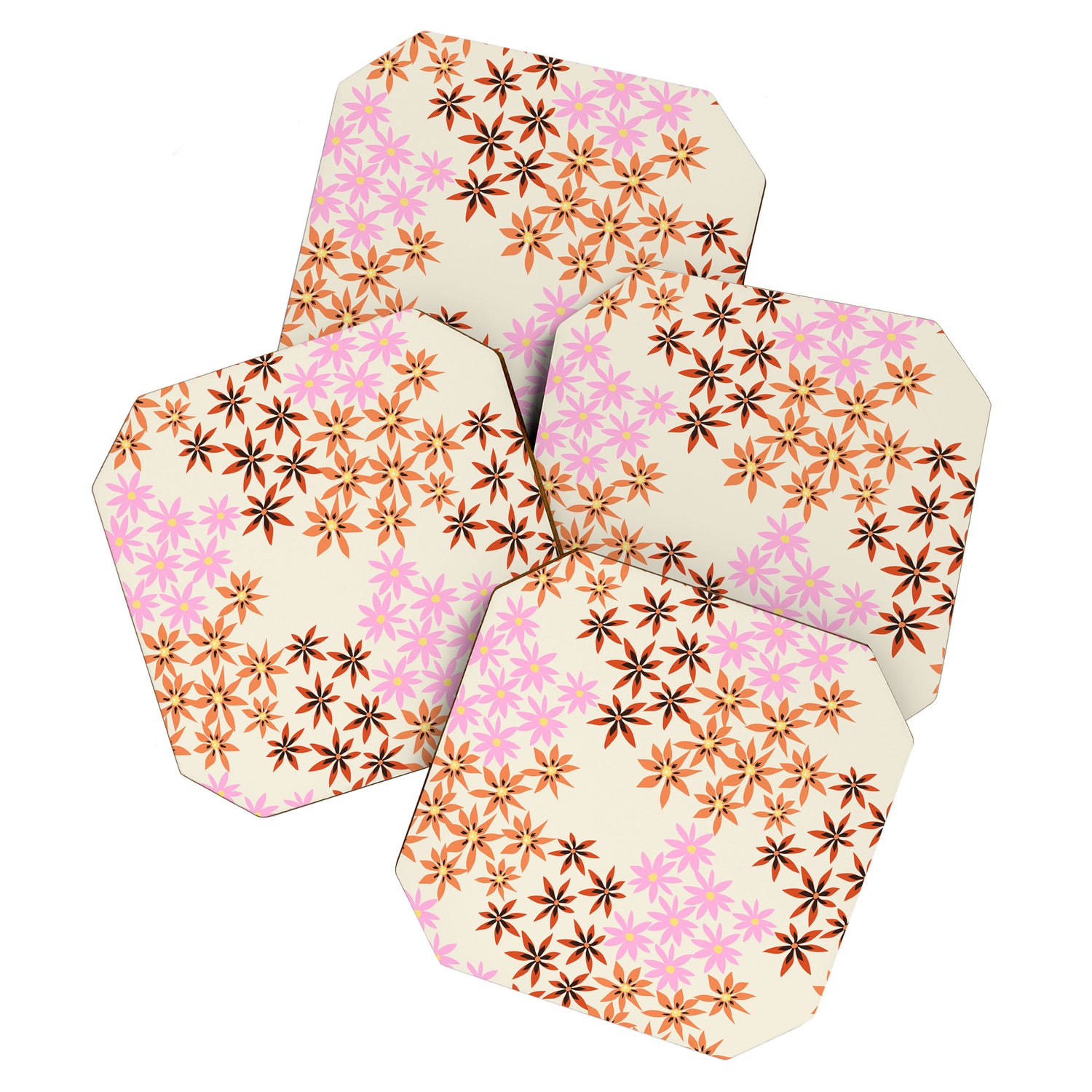 Colorful flowers. Abstract botanical art. Flower market. Tokyo exhibition print Coaster Gallery Image 1