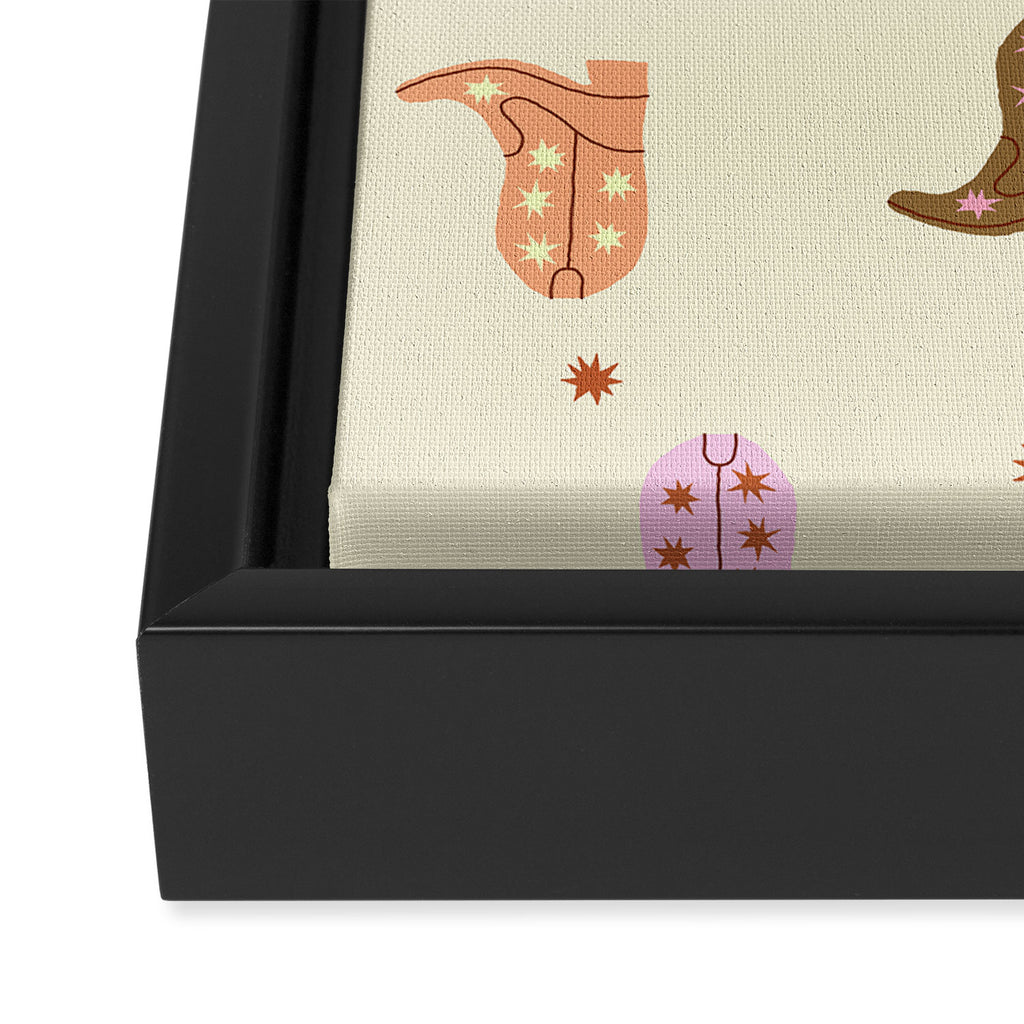 Cowgirl boots pattern Framed Canvas Print Gallery Image 3