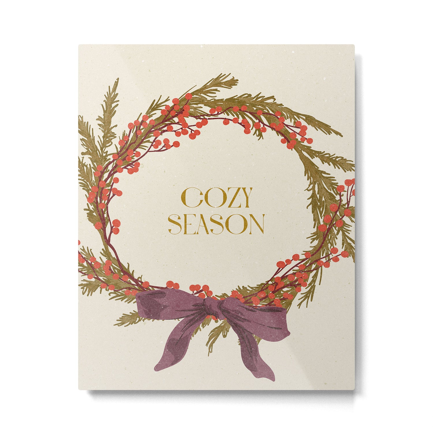 Cozy Season. Christmas wreath with bow Metal Print Gallery Image 4