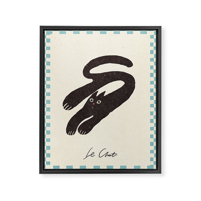 Cute black cat, modern art Framed Canvas Print Gallery Image 1