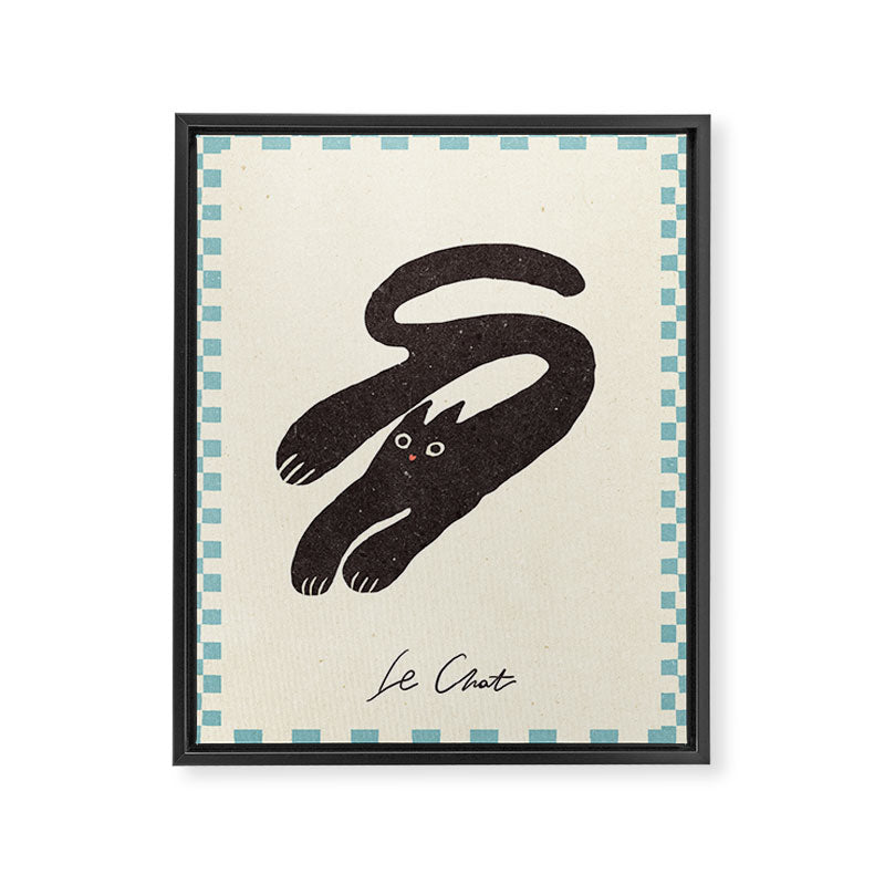 Cute black cat, modern art Framed Canvas Print Gallery Image 6