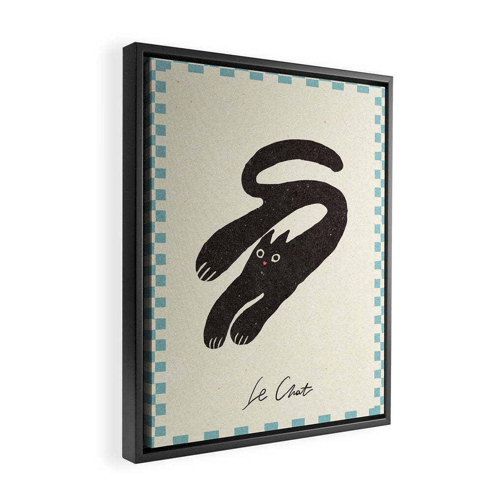 Cute black cat, modern art Framed Canvas Print Gallery Image 2