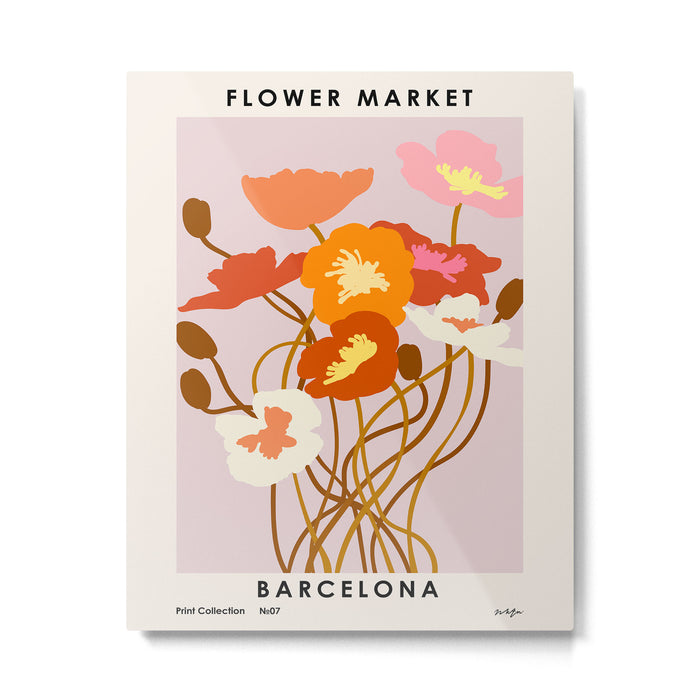 Flower Market, Barcelona, colorful abstract bouquet Metal Print Gallery Image 1