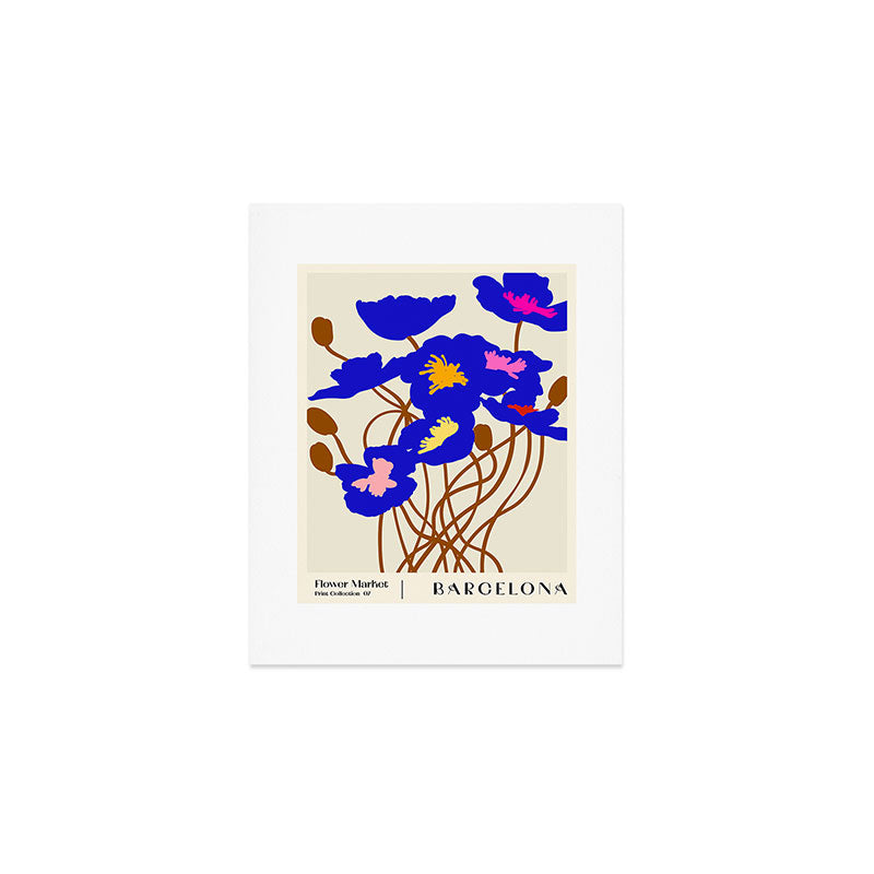Flower Market, Barcelona, Modern botanical style Art Print Gallery Image 1