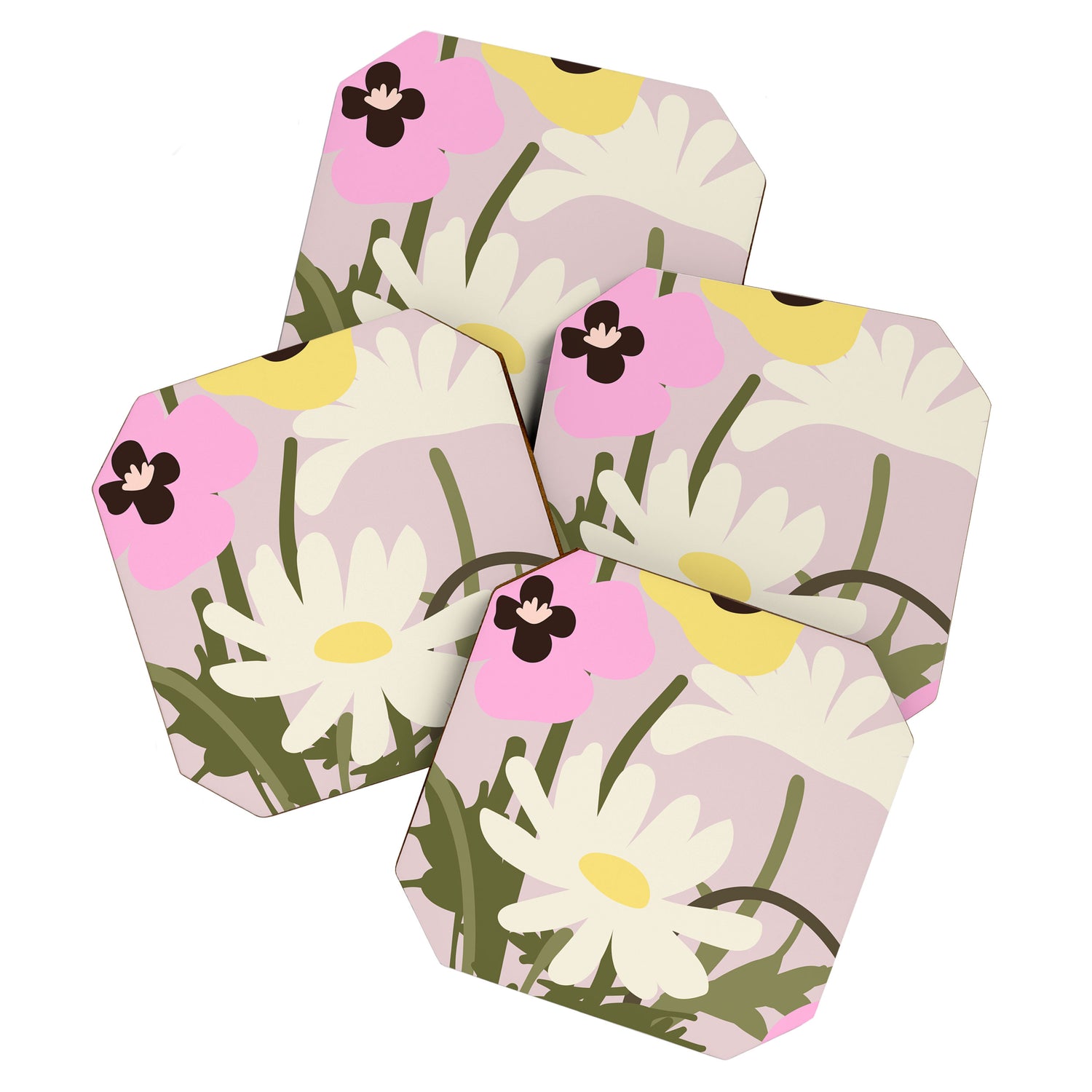 Flower market, Bern, Abstract botanical art Coaster Gallery Image 1