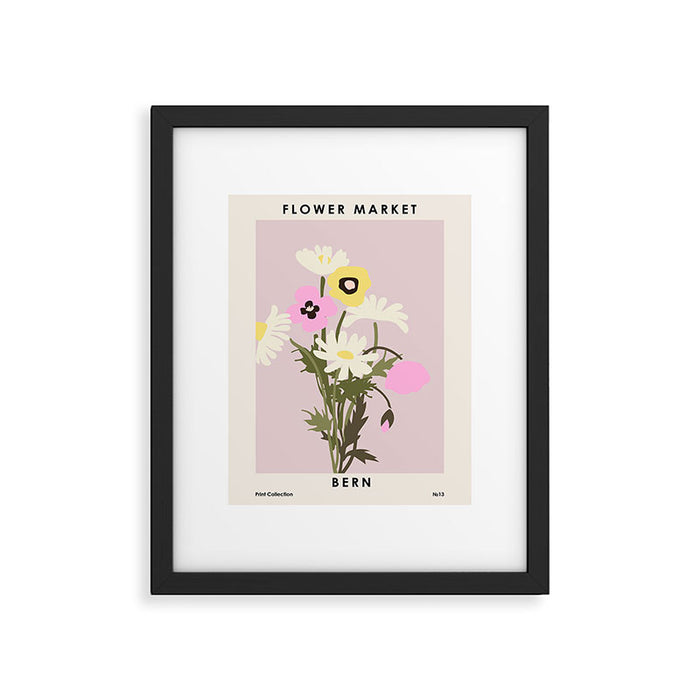Flower market, Bern, Abstract botanical art Framed Art Print Gallery Image 1