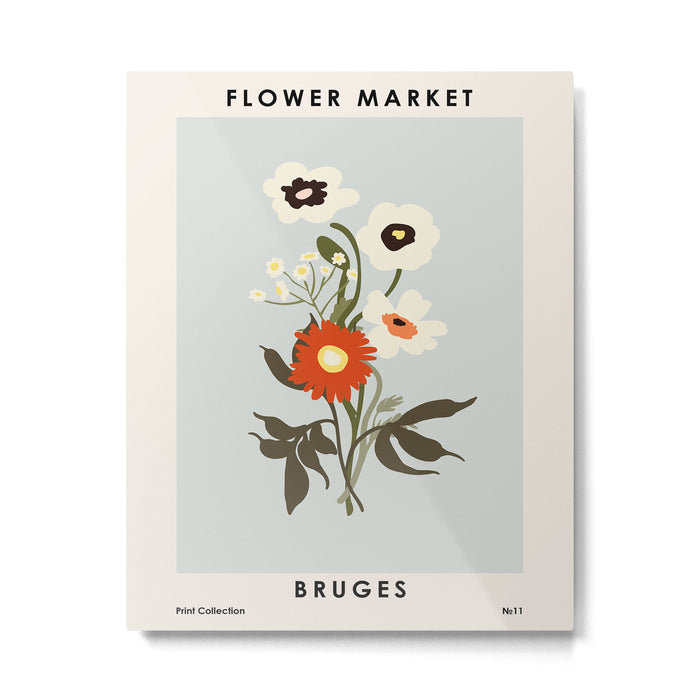 Flower market, Bruges, boho aesthetic Metal Print Gallery Image 1