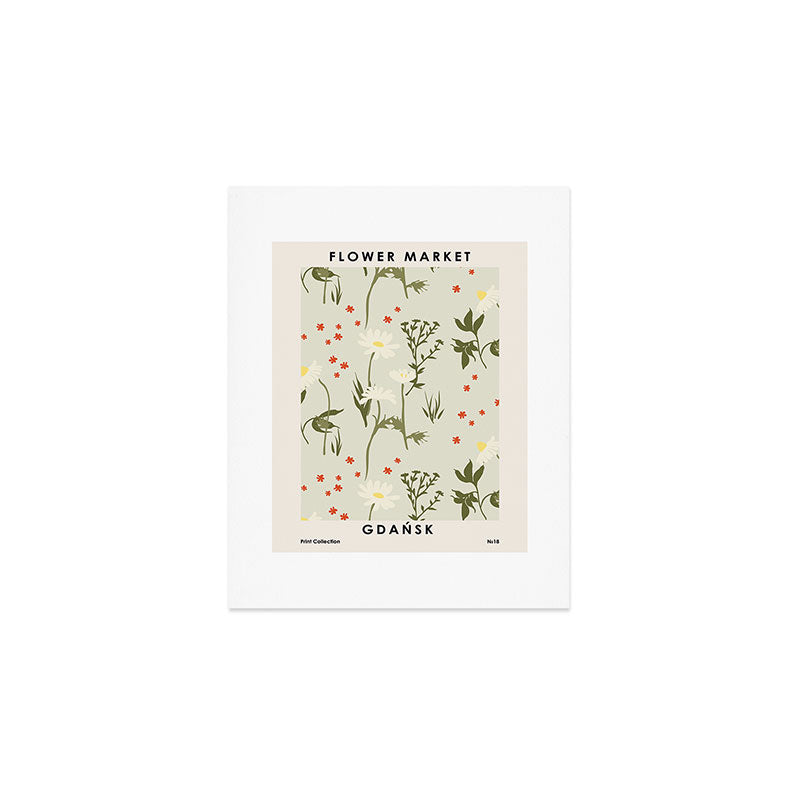 Flower market, Gdansk, Botanical Vintage art Art Print Gallery Image 1