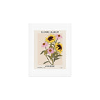 Flower Market, London, Sunflowers and Cornflowers bouquet Art Print Gallery Image 1
