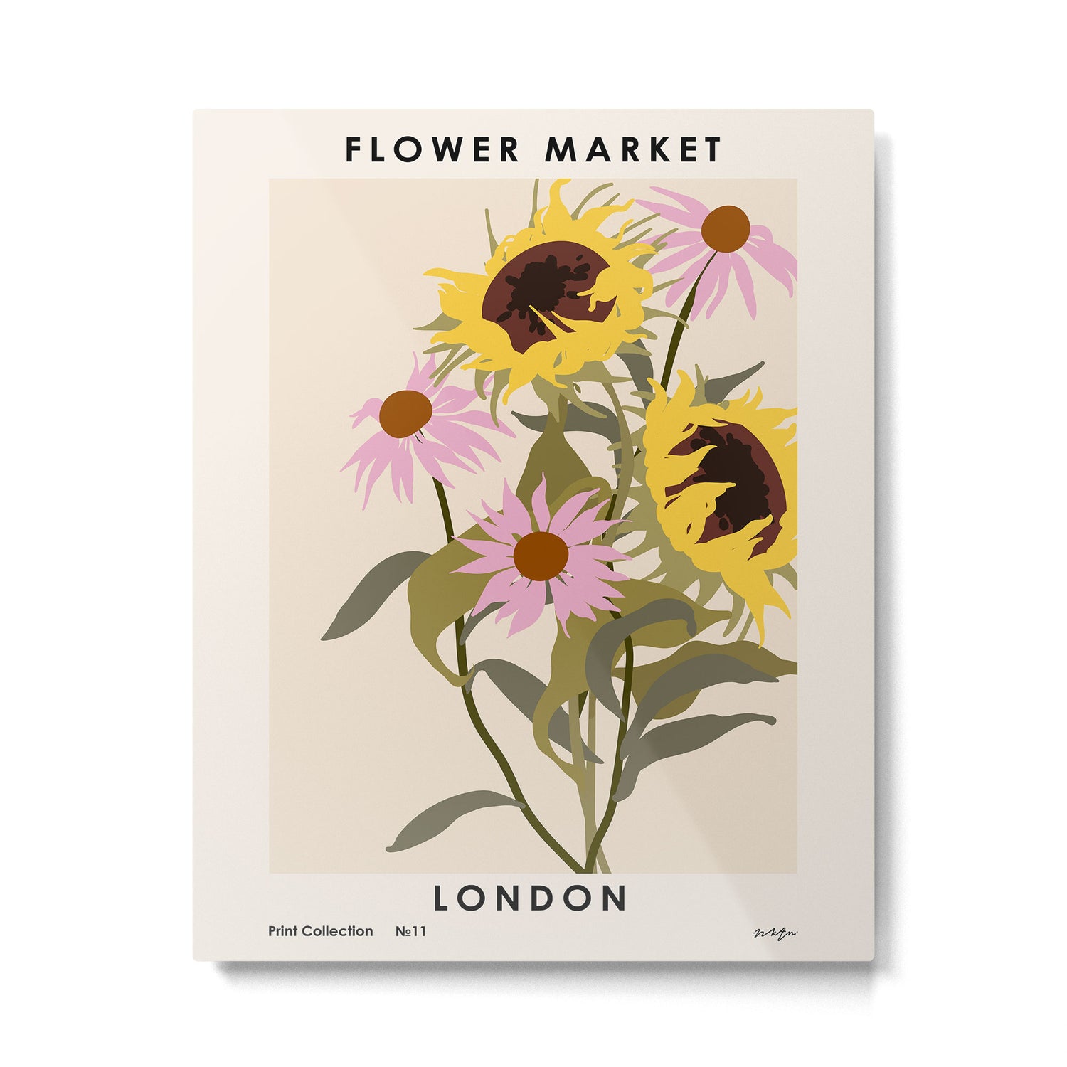 Flower Market, London, Sunflowers and Cornflowers bouquet Metal Print Gallery Image 4
