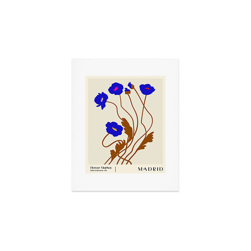 Flower Market, Madrid, blue boho bouquet Art Print Gallery Image 1
