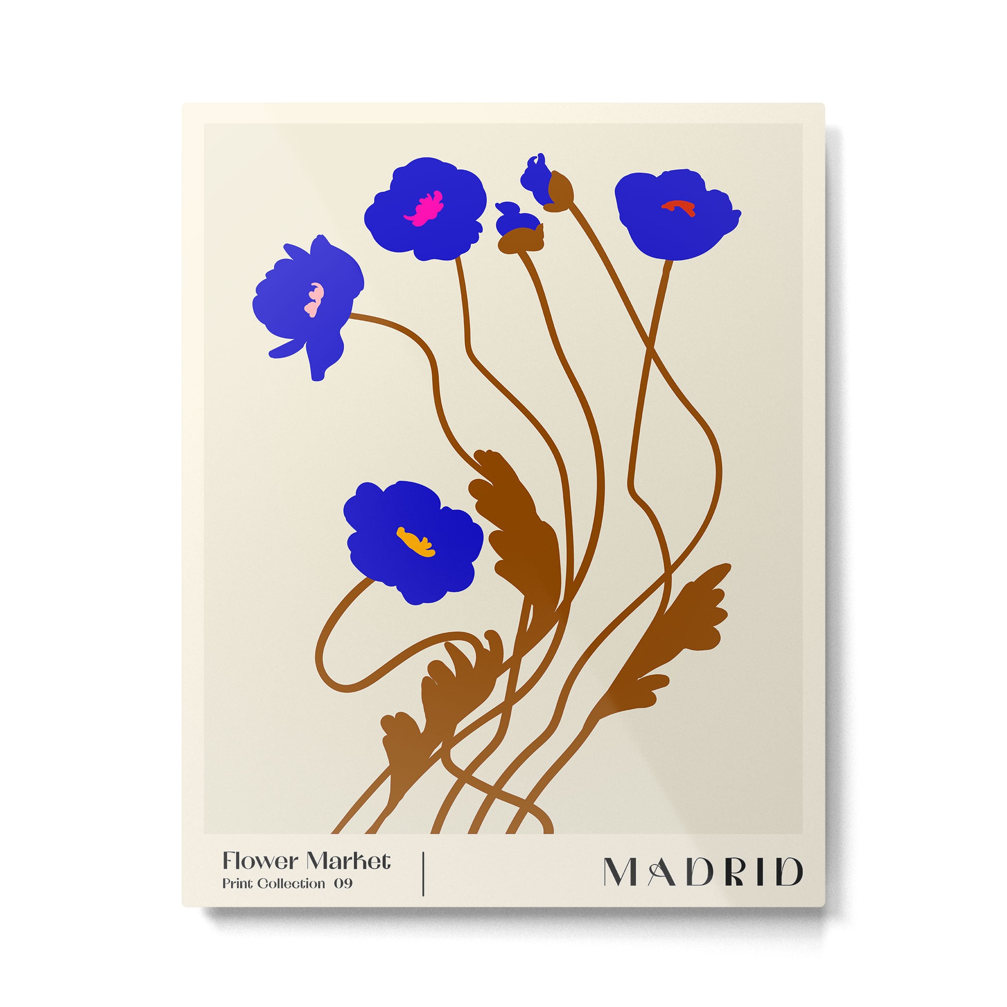 Flower Market, Madrid, blue boho bouquet Metal Print Gallery Image 4