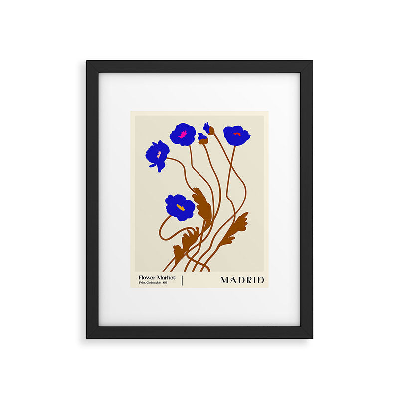 Flower Market, Madrid, blue boho bouquet Framed Art Print Gallery Image 5