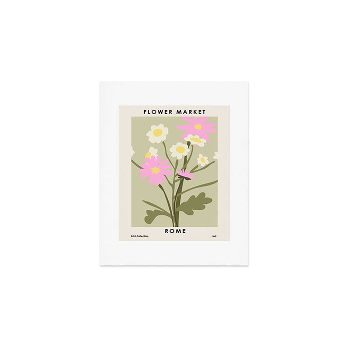 Flower Market, Rome, Pastel floral art Art Print Gallery Image 1