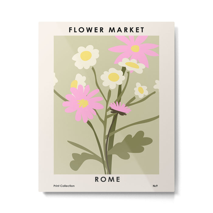 Flower Market, Rome, Pastel floral art Metal Print Gallery Image 1