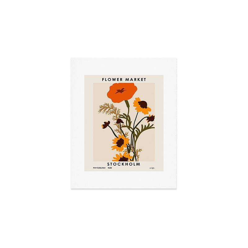 Flower Market, Stockholm, Pastel retro style Art Print Gallery Image 1