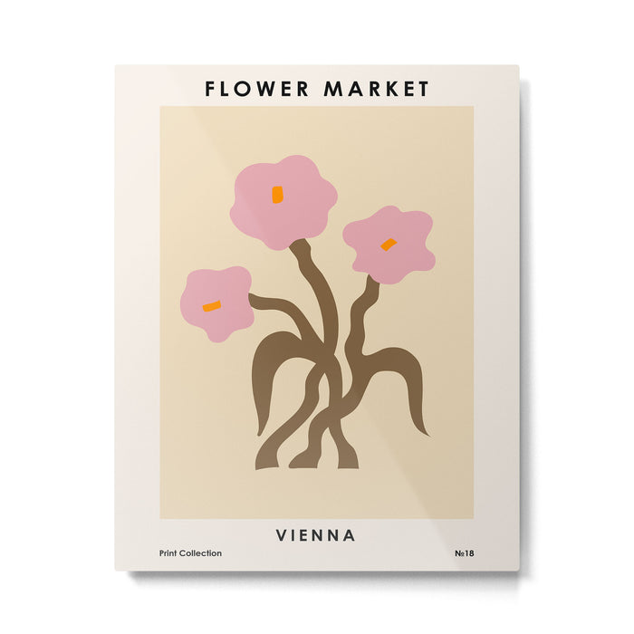 Flower Market, Vienna, Modern Art, Botanical retro art Metal Print Gallery Image 1
