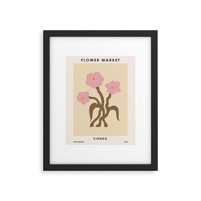 Flower Market, Vienna, Modern Art, Botanical retro art Framed Art Print Gallery Image 1