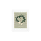 Horses toy on Christmas wreath with bow Art Print Gallery Image 1