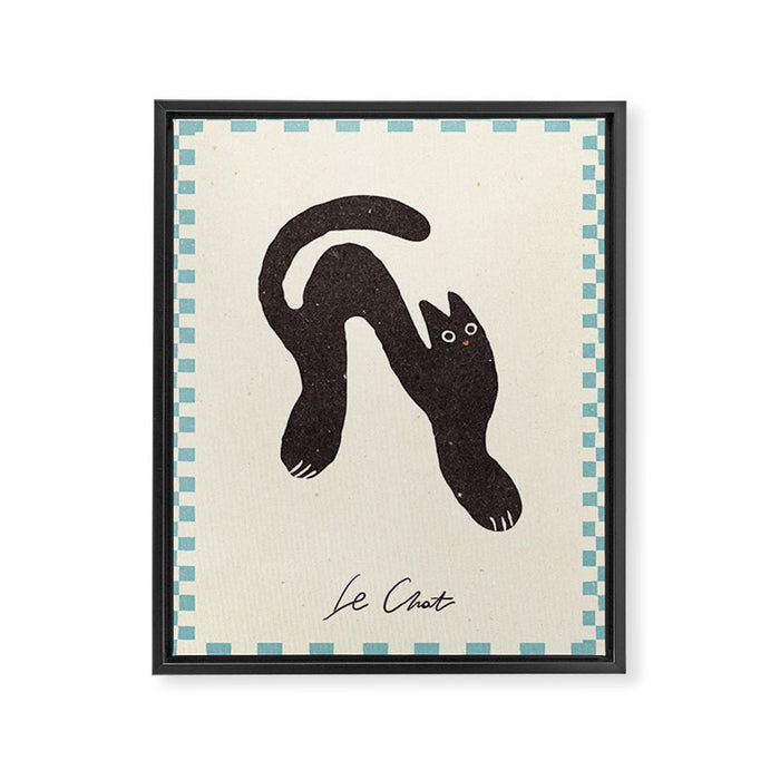 Le Chat. Funny cat illustration Framed Canvas Print Gallery Image 1