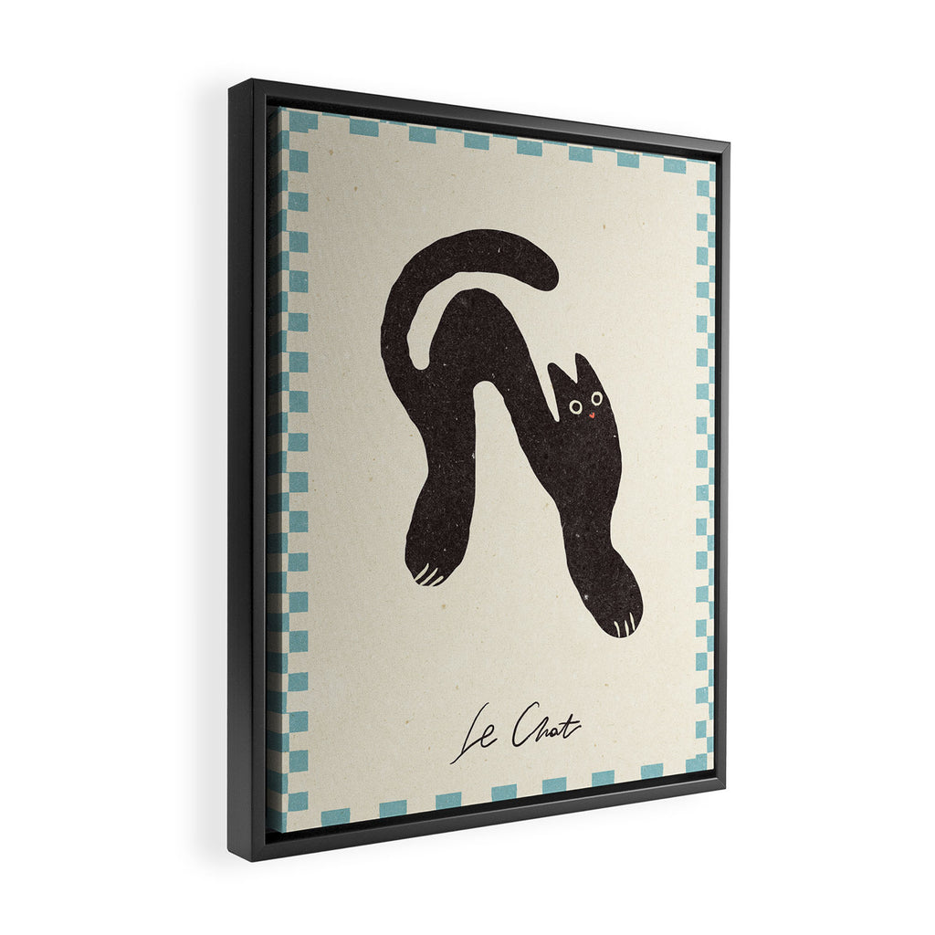 Le Chat. Funny cat illustration Framed Canvas Print Gallery Image 2