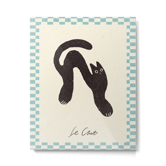 Le Chat. Funny cat illustration Metal Print Gallery Image 1