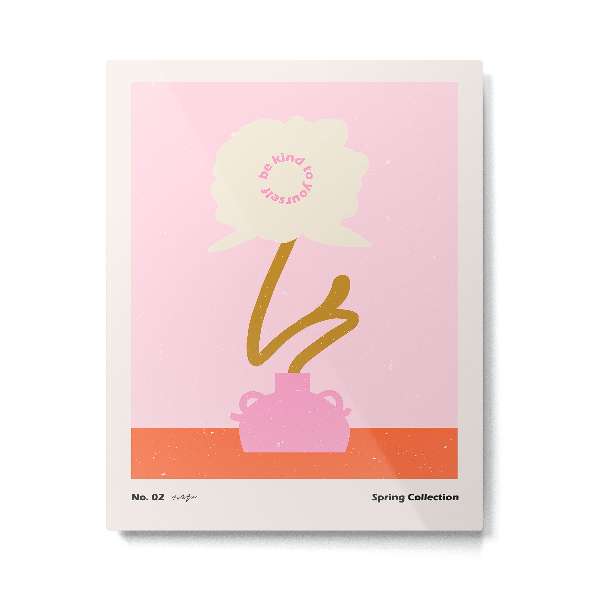 Modern abstract flower and vase. Be kind to yourself quote Metal Print Gallery Image 4