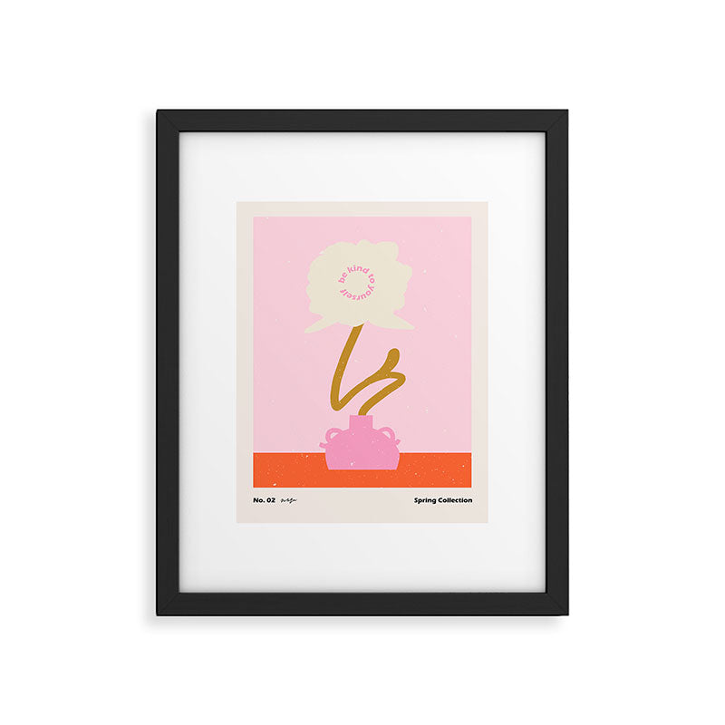 Modern abstract flower and vase. Be kind to yourself quote Framed Art Print Gallery Image 5